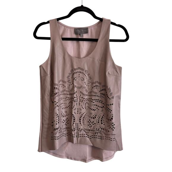 Anthropologie Sunday in Brooklyn Koel Laser Cut Tank Top S Gray Sleeveless Boho - Picture 1 of 9